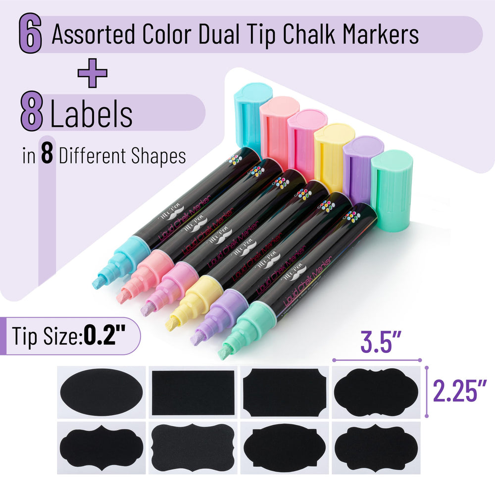 Mr. Pen dual-tip chalk markers with chisel and bullet for precision.