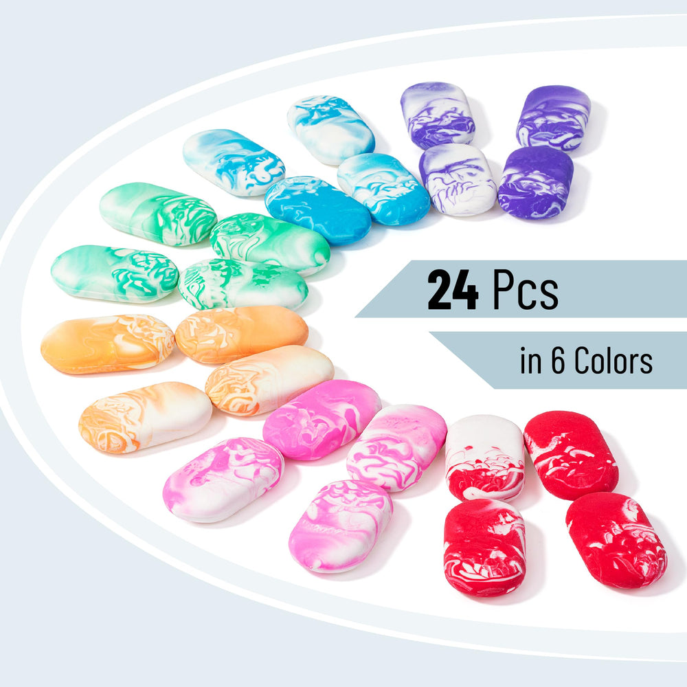 Bright marble-pattern erasers from Mr. Pen add color to pencils and art.