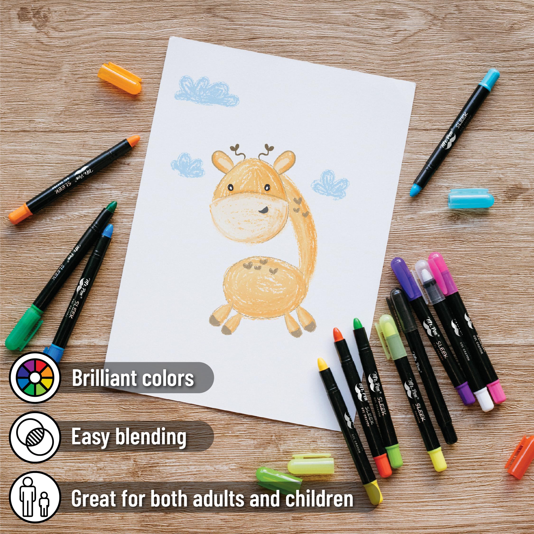 Non-toxic, acid-free Mr. Pen Gel Crayons suitable for family drawing