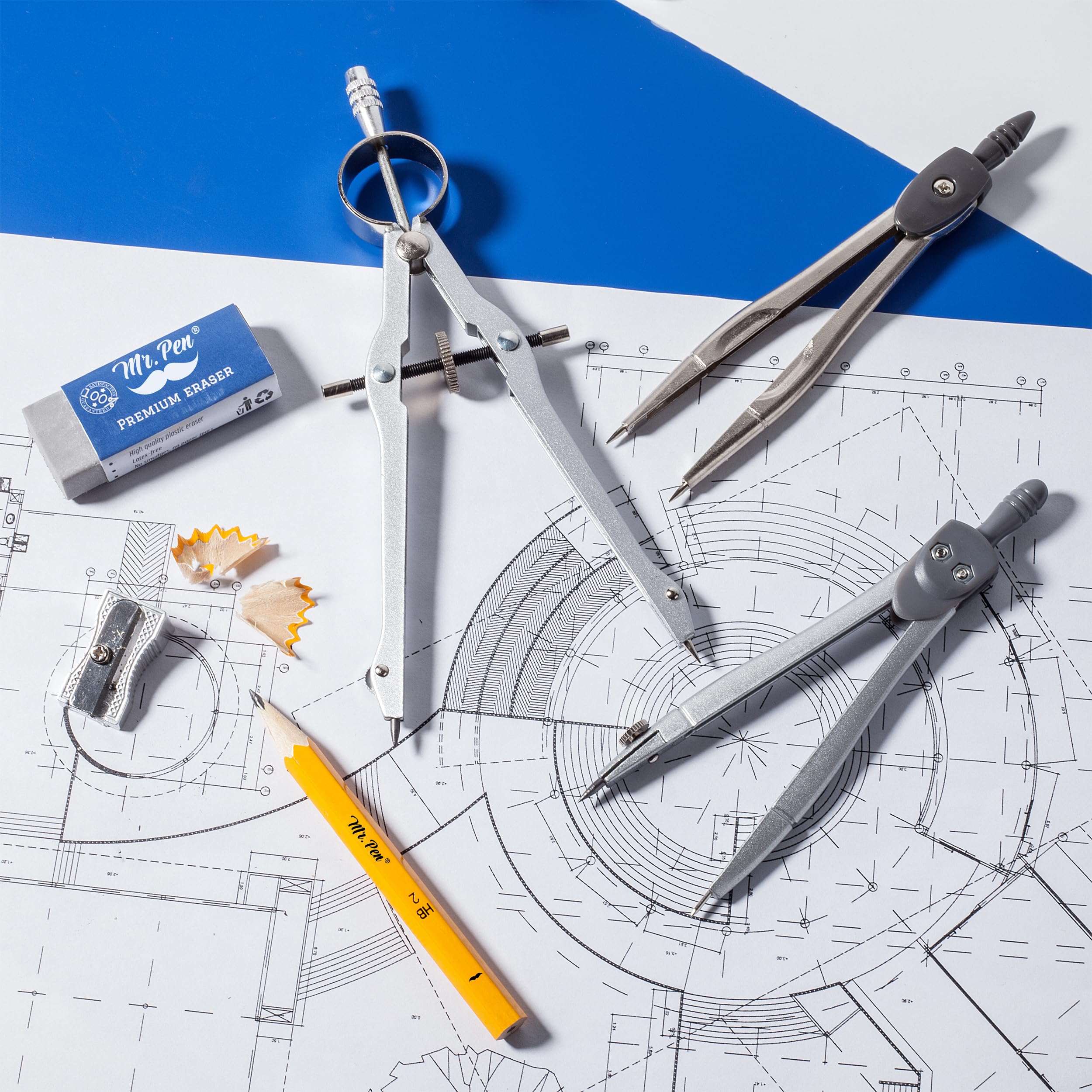 Mr. Pen drawing pencils and spare lead keep projects moving.