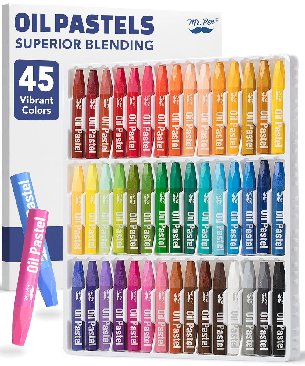 Mr. Pen oil pastels 45-color collection for vibrant artwork and smooth blending