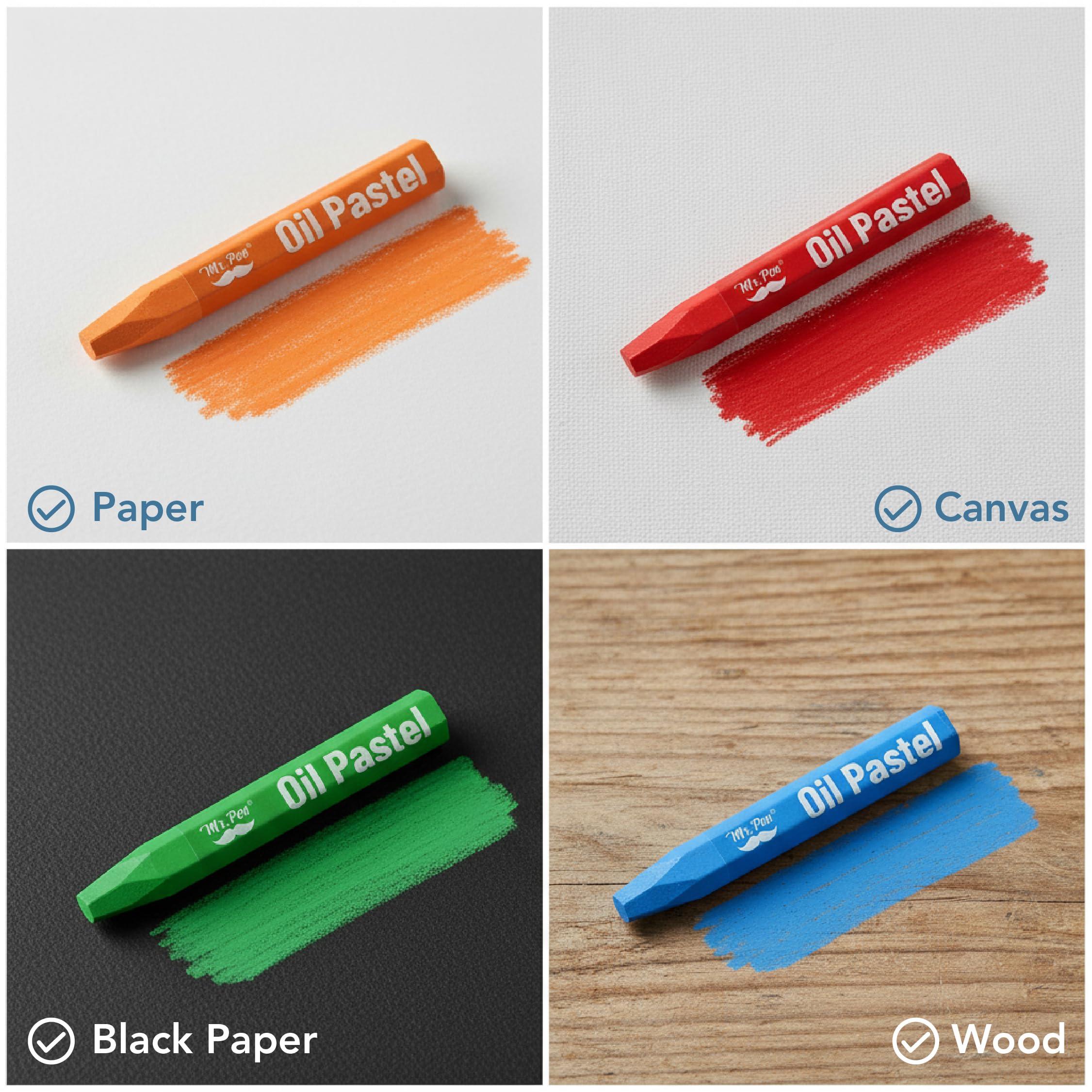 Mr. Pen pastels provide rich pigmentation for bold lines and blends