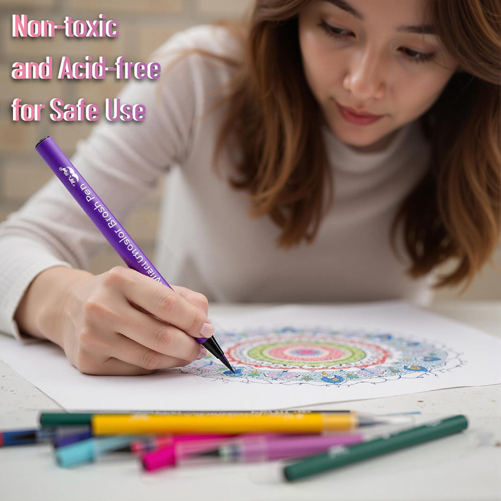 Mr. Pen watercolor brush pens glide smoothly for consistent color flow
