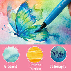 Mr. Pen watercolor brush pens water-based ink supports easy gradients and layering