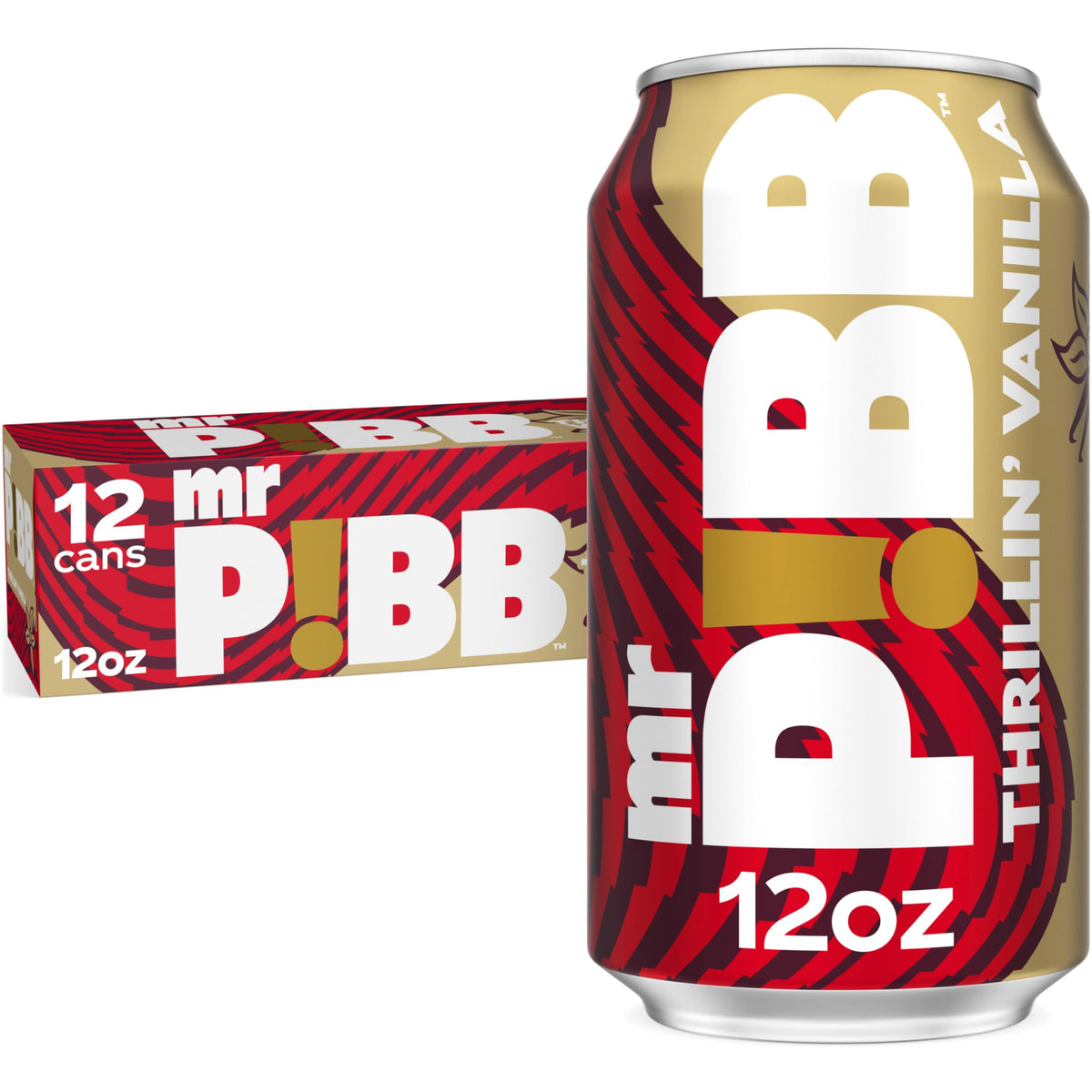 Mr Pibb Thrillin' Vanilla 12oz can front view for a cold refresh