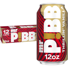 Mr Pibb Thrillin' Vanilla 12oz can front view for a cold refresh