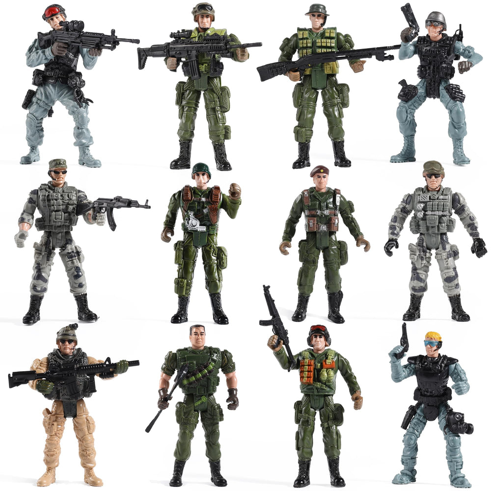 Mr.River US Army men figures 12-pack for imaginative battles and storytelling.