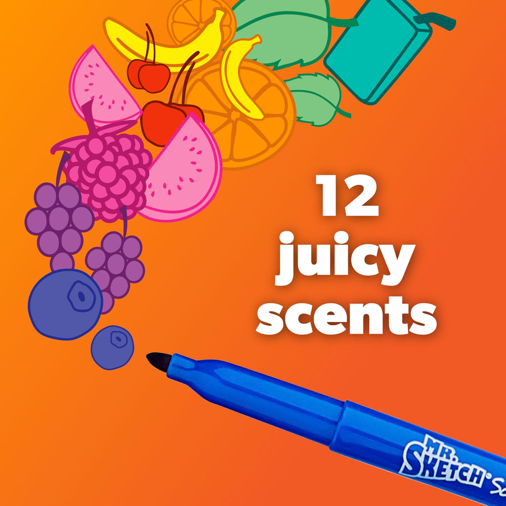Mr. Sketch Scented Stix color swatches showcase bold shades with enticing scents.