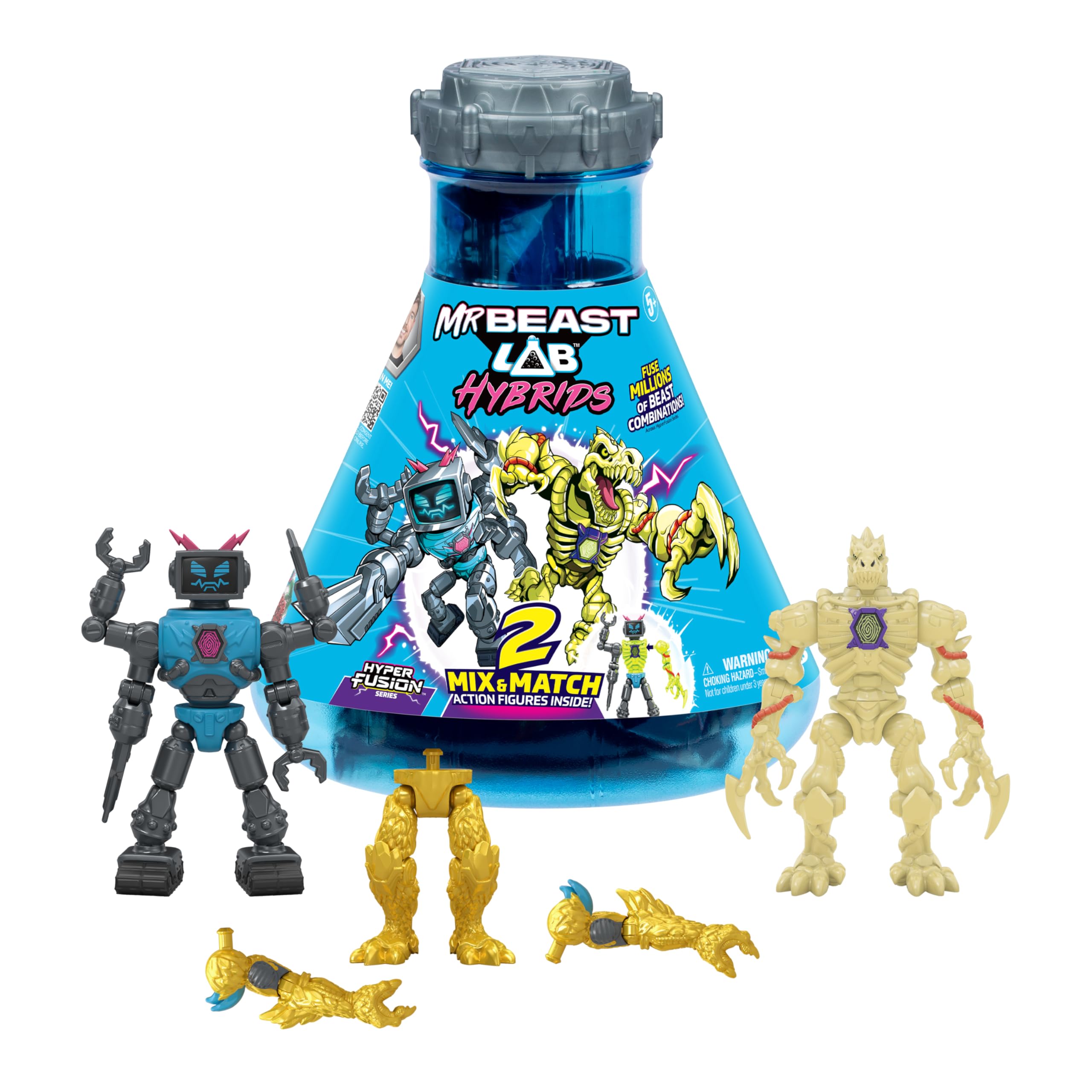 MRBEAST LAB Hybrids multi-pack vessel open shows two figures ready for creative play.