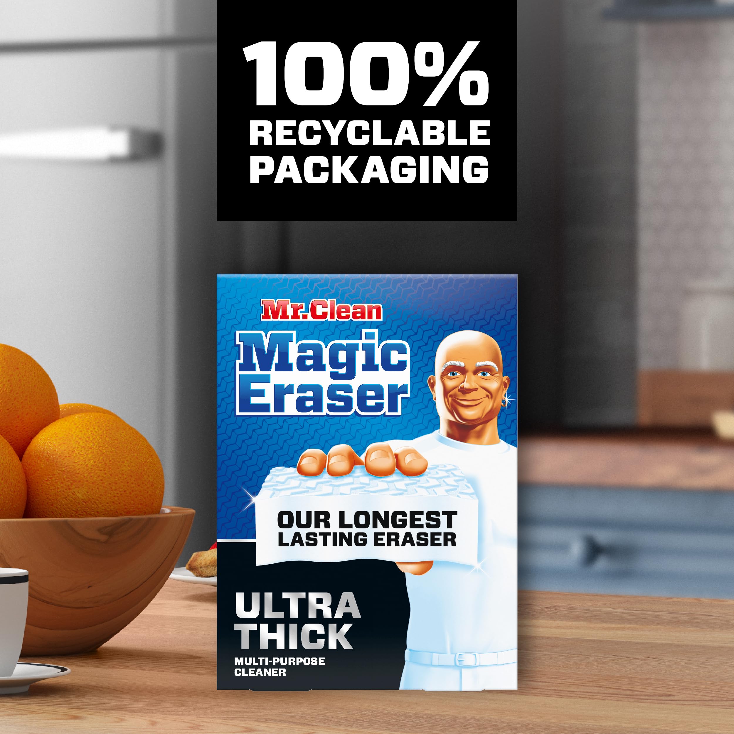 Mr. Clean Magic Eraser Ultra Thick pack shot highlights long lasting value