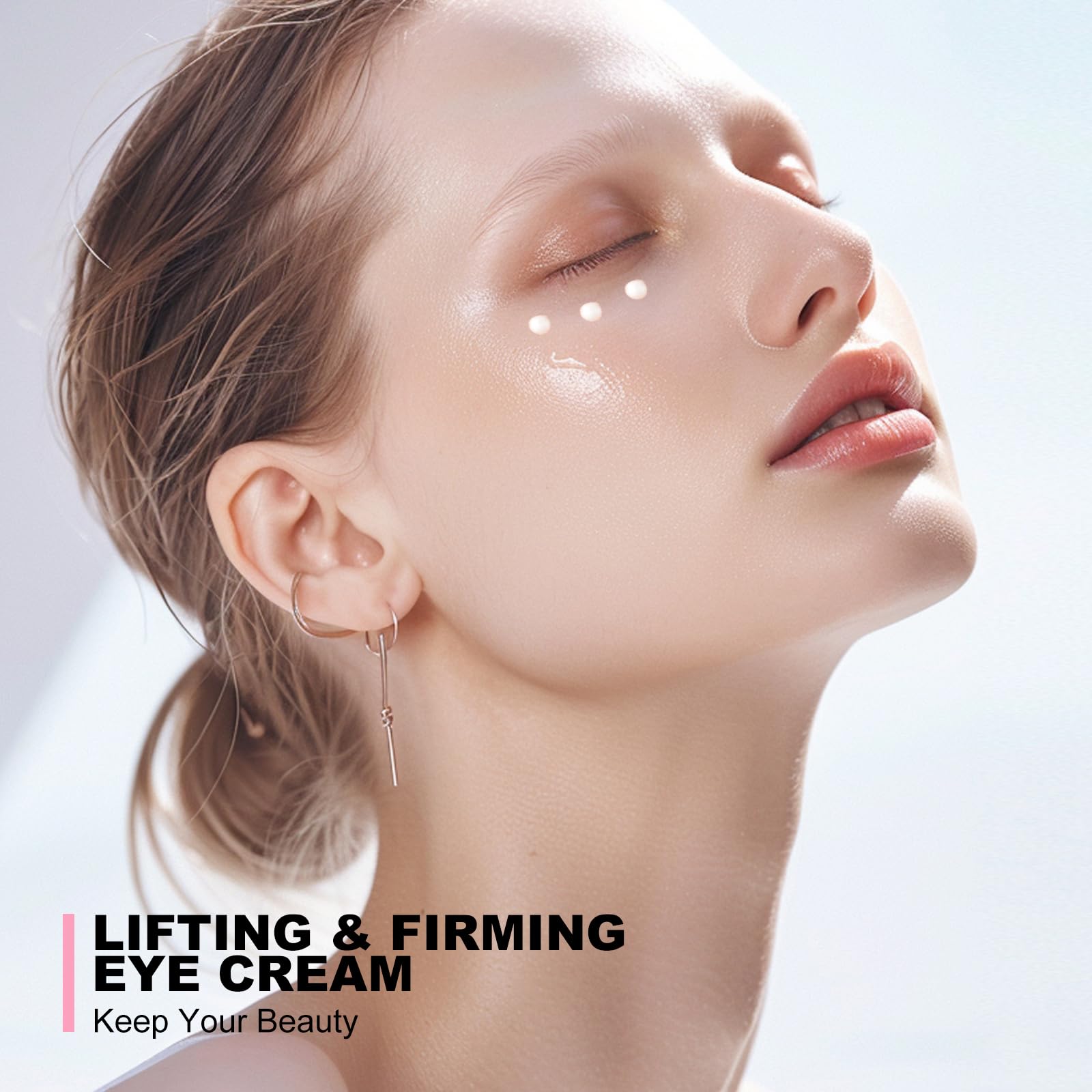 Under-eye area application demonstrates targeted care for puffiness and dark circles