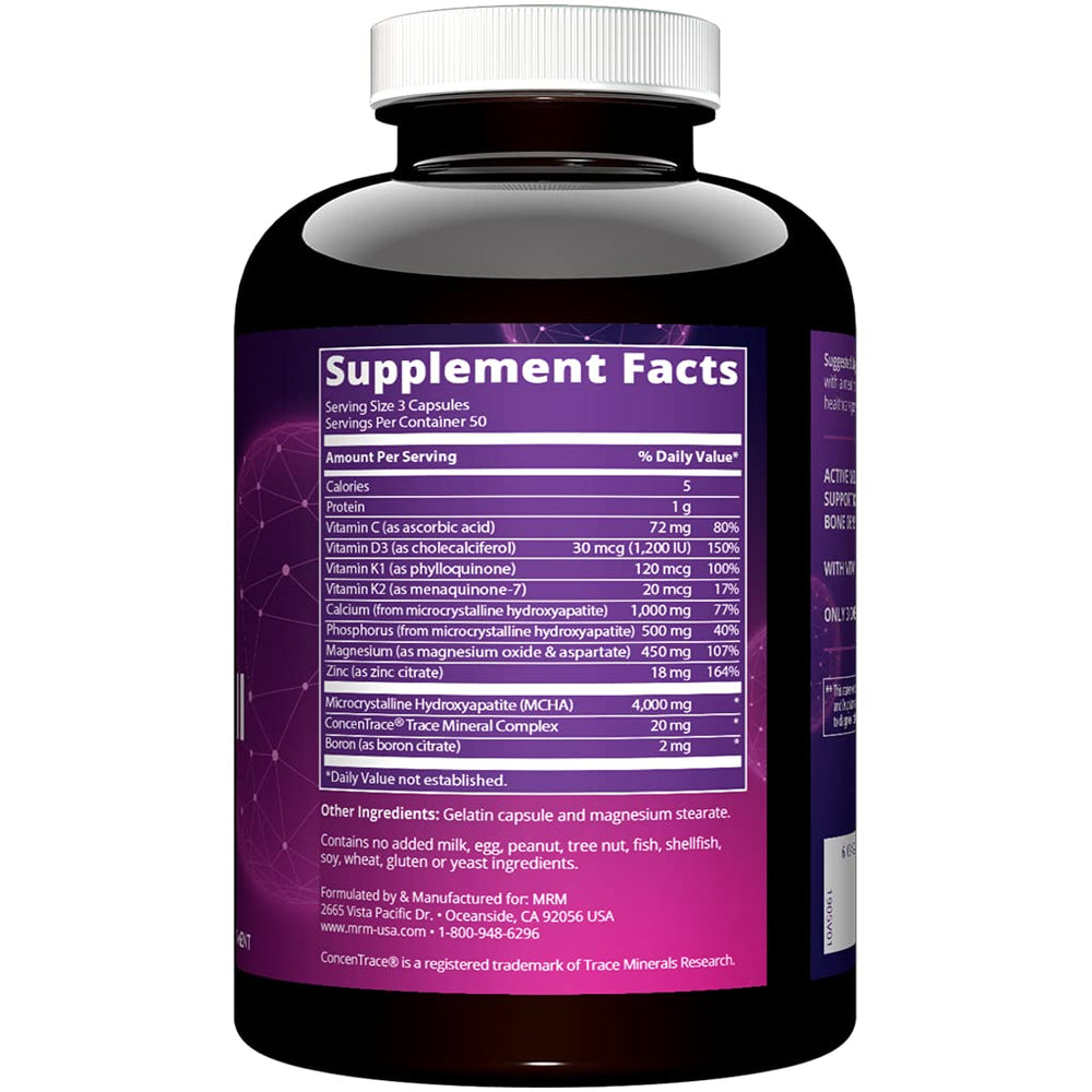 MRM Bone Maximizer III label closeup highlights calcium absorption ingredients