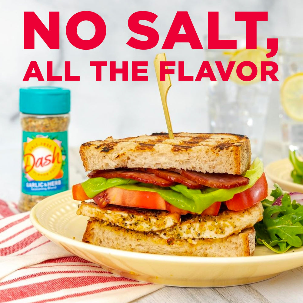 Mrs. Dash packaging on shelf emphasizes salt-free option for flavorful meals.