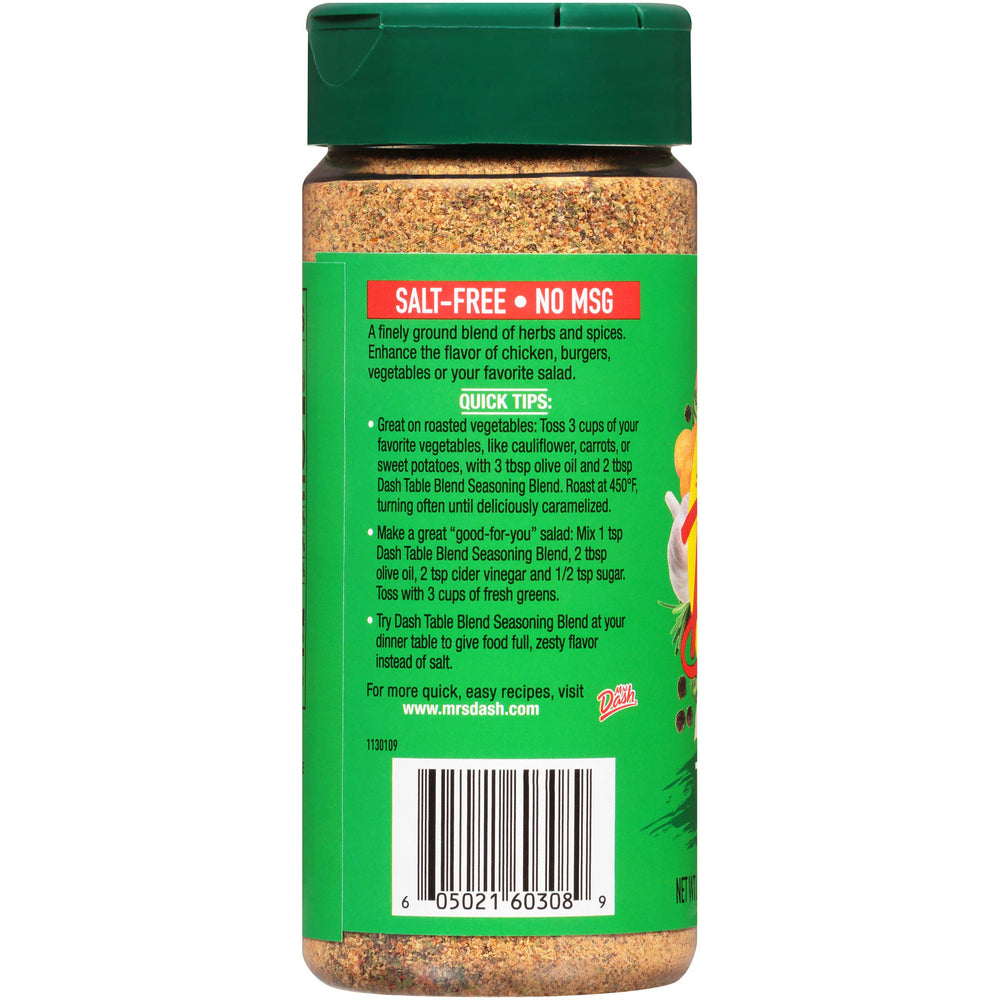 Mrs. Dash salt-free table blend packaging shown for versatile low-sodium seasoning