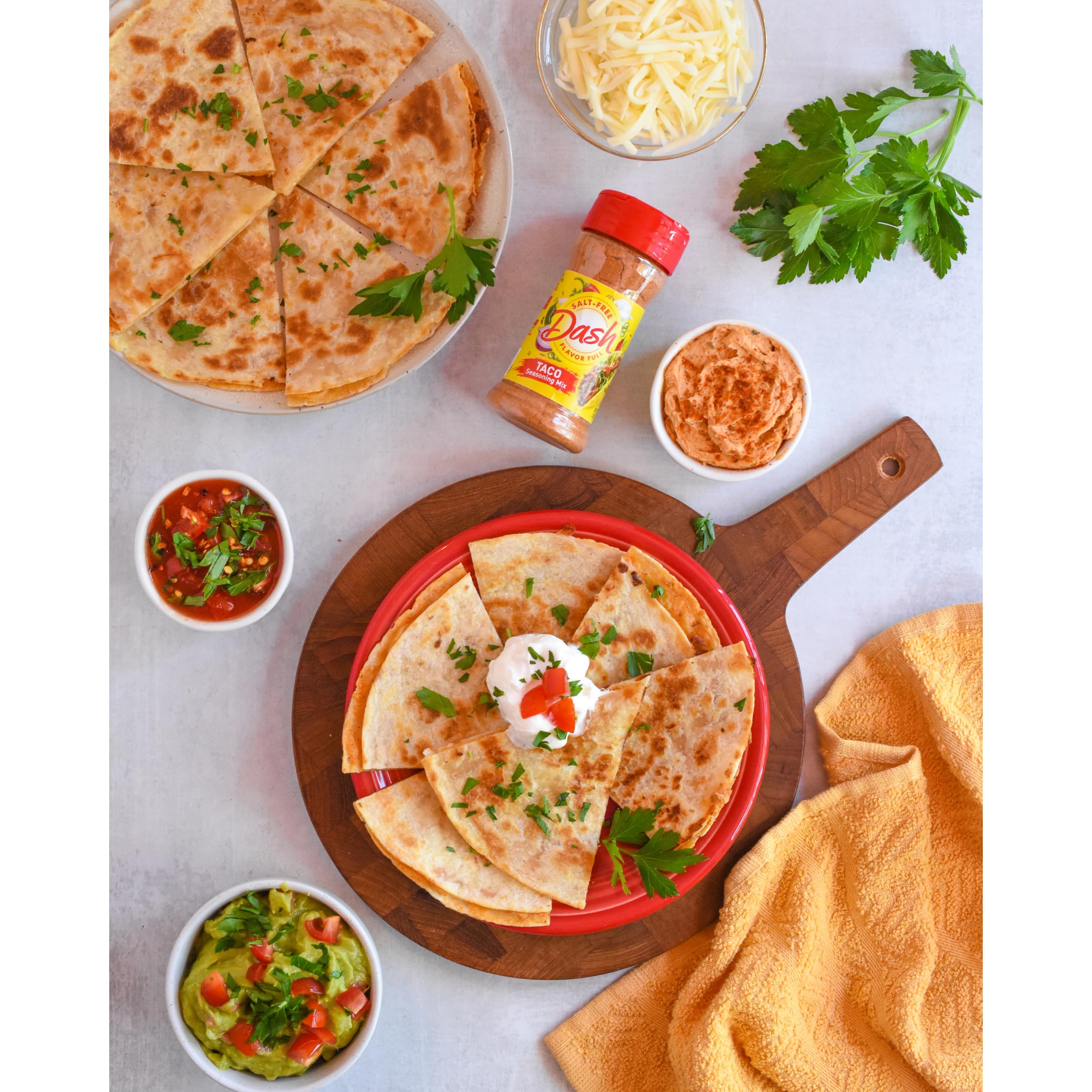 Mrs. Dash salt-free seasoning brightens sizzling veggies for bowls and fajitas.