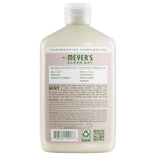 Mrs. Meyer's Baking Soda Cream Cleaner on sink with gentle scrub and shine