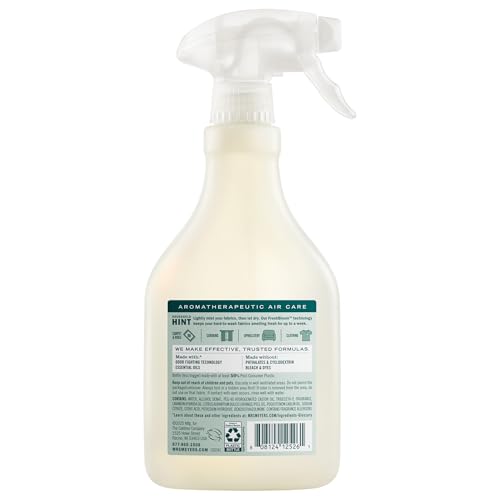 Mist from Mrs. Meyer’s Birchwood fabric freshener revives fabrics with garden notes