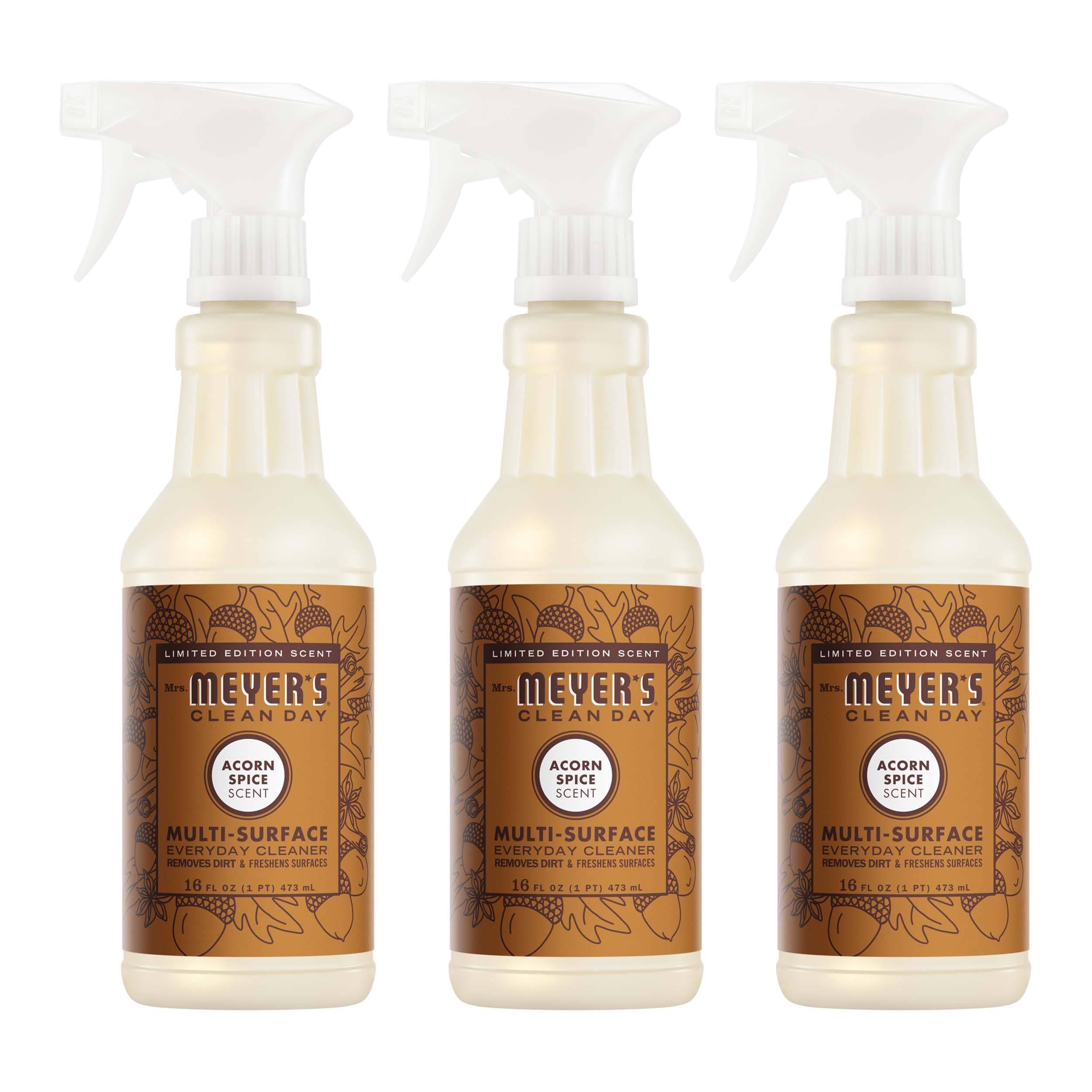 Mrs. Meyer's Clean Day Acorn Spice bottle front for quick surface cleaning