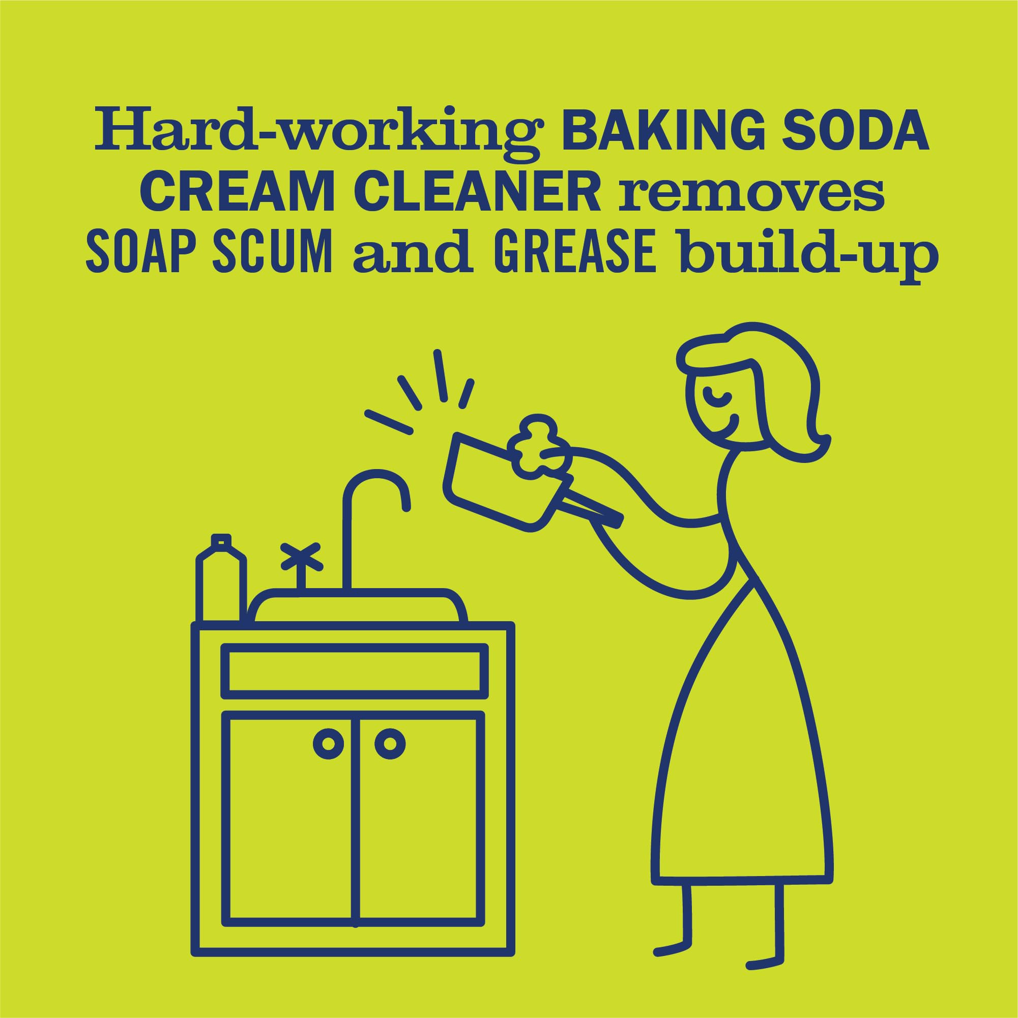Mrs. Meyer's baking soda cream cleaner cleans sink surfaces without scratching.