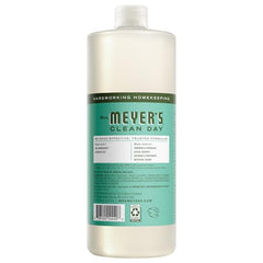 Mrs. Meyer's Clean Day Basil bottle shows dilution guide for easy refills