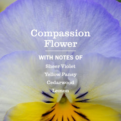 Compassion Flower label shows essential oils and cruelty-free formula.