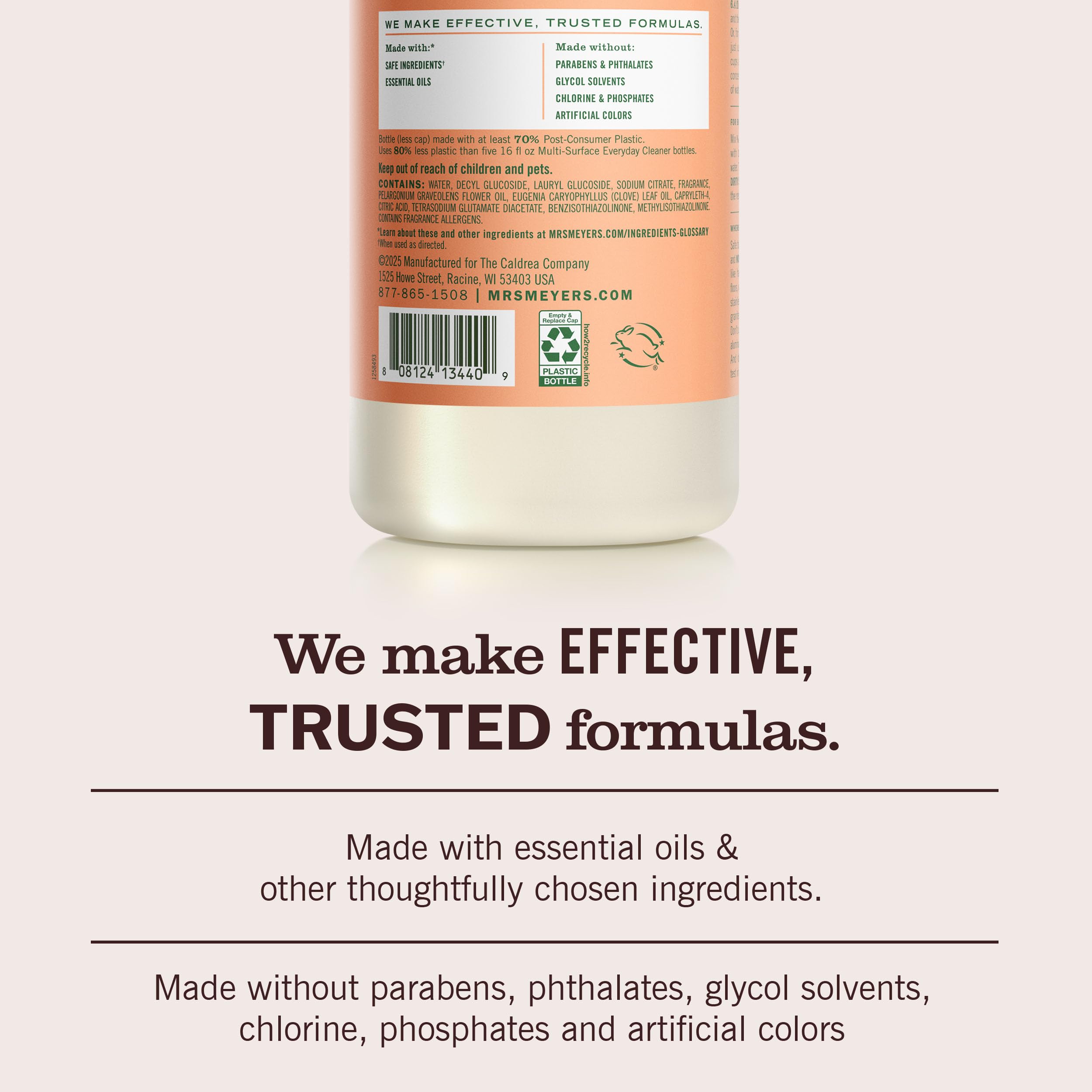 Mrs. Meyer's Clean Day geranium scent note highlights fragrance detail