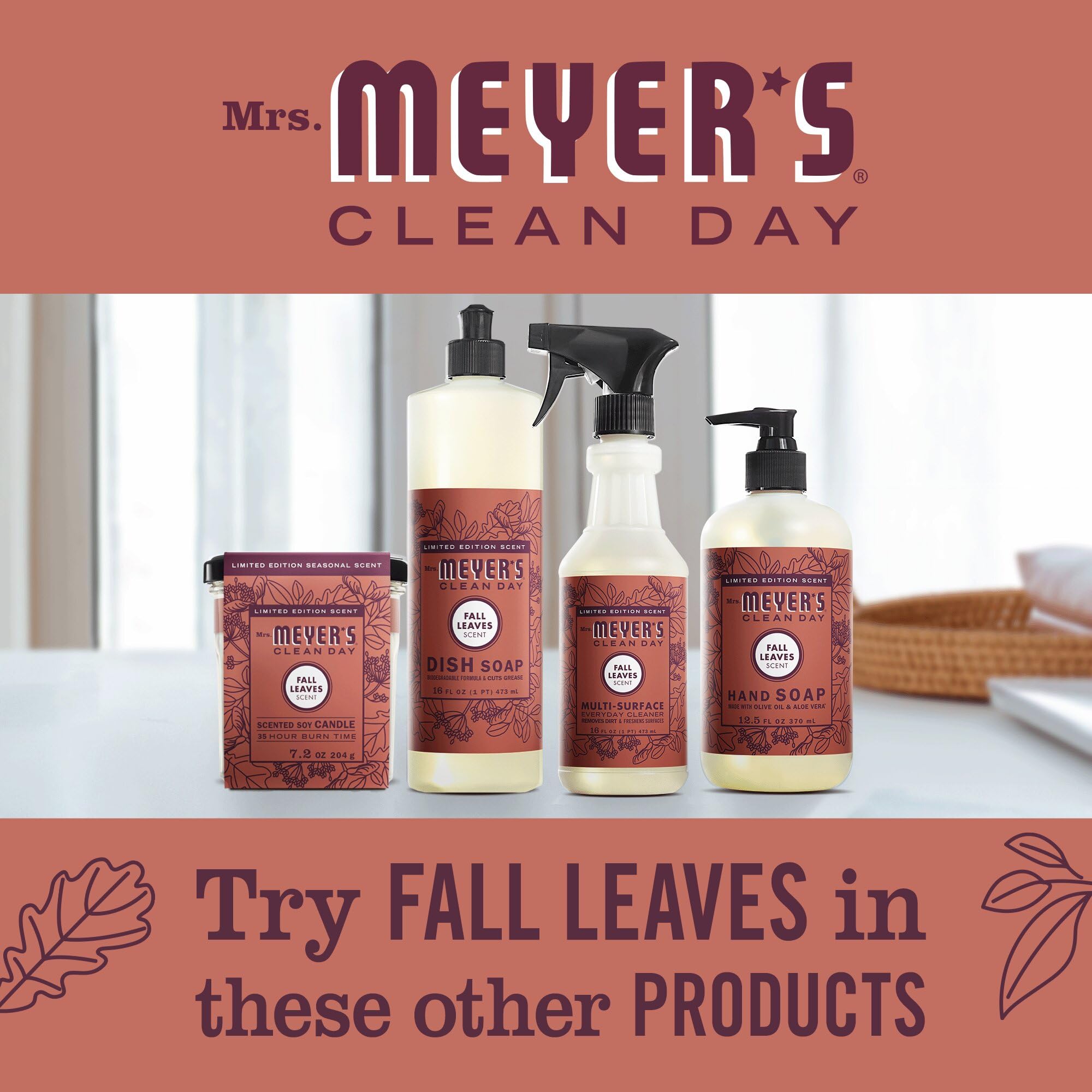 Cruelty-free symbol on Mrs. Meyer's Fall Leaves packaging.