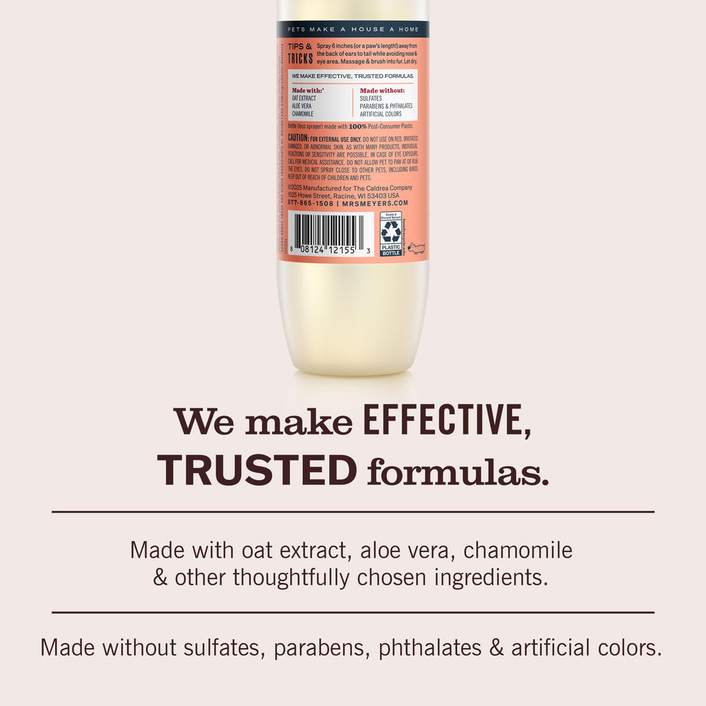 Mrs. Meyer's Clean Day spray label highlighting glycerin and aloe ingredients.