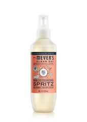 Mrs. Meyer's Clean Day dog deodorizing spray bottle with white peach scent for fresh coats.