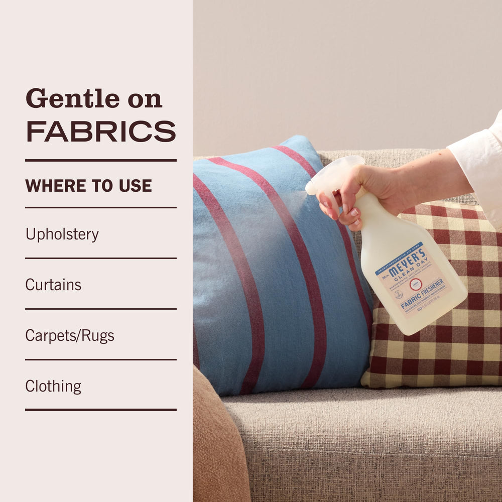 Mrs. Meyer's Clean Day Fabric Freshener refreshes curtains and sheets with scent.
