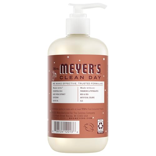 Close-up of Mrs. Meyer's Gingerbread pump bottle highlighting warm scent