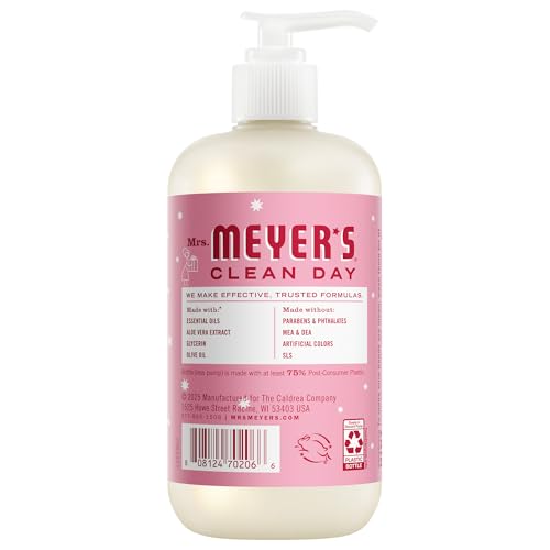 Close-up of cap on Mrs. MEYER'S Peppermint hand soap for easy dosing.