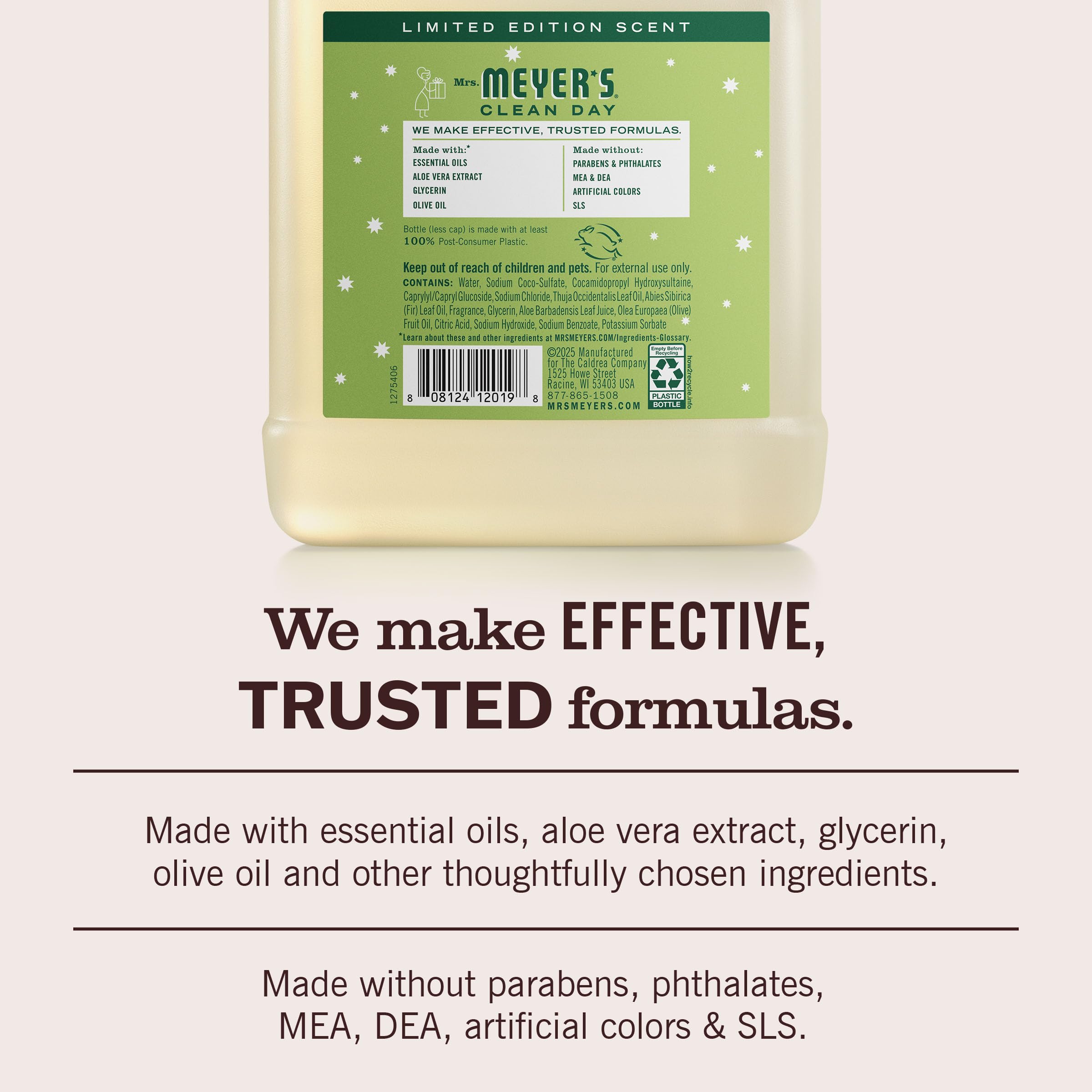 Ingredients view of Iowa Pine refill formula, essential oils and aloe.