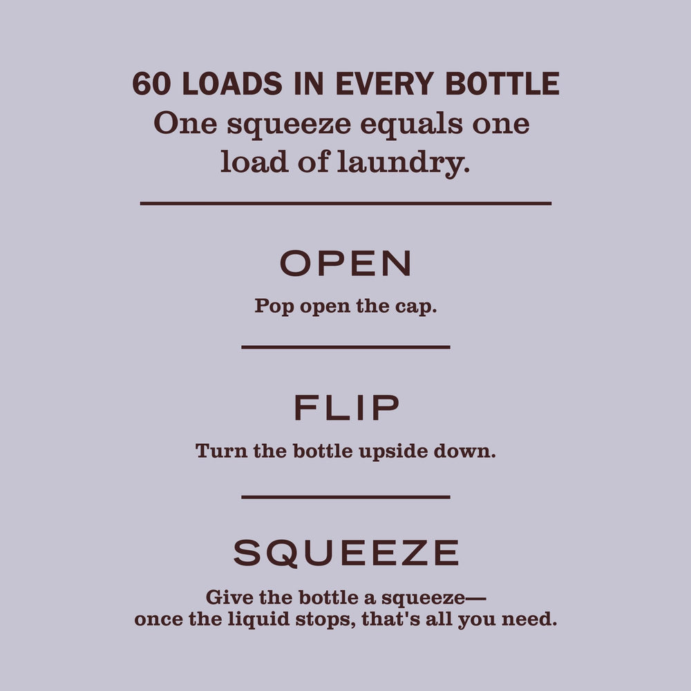 Laundry load graphic showing 60 loads per bottle on Mrs. Meyer's label.