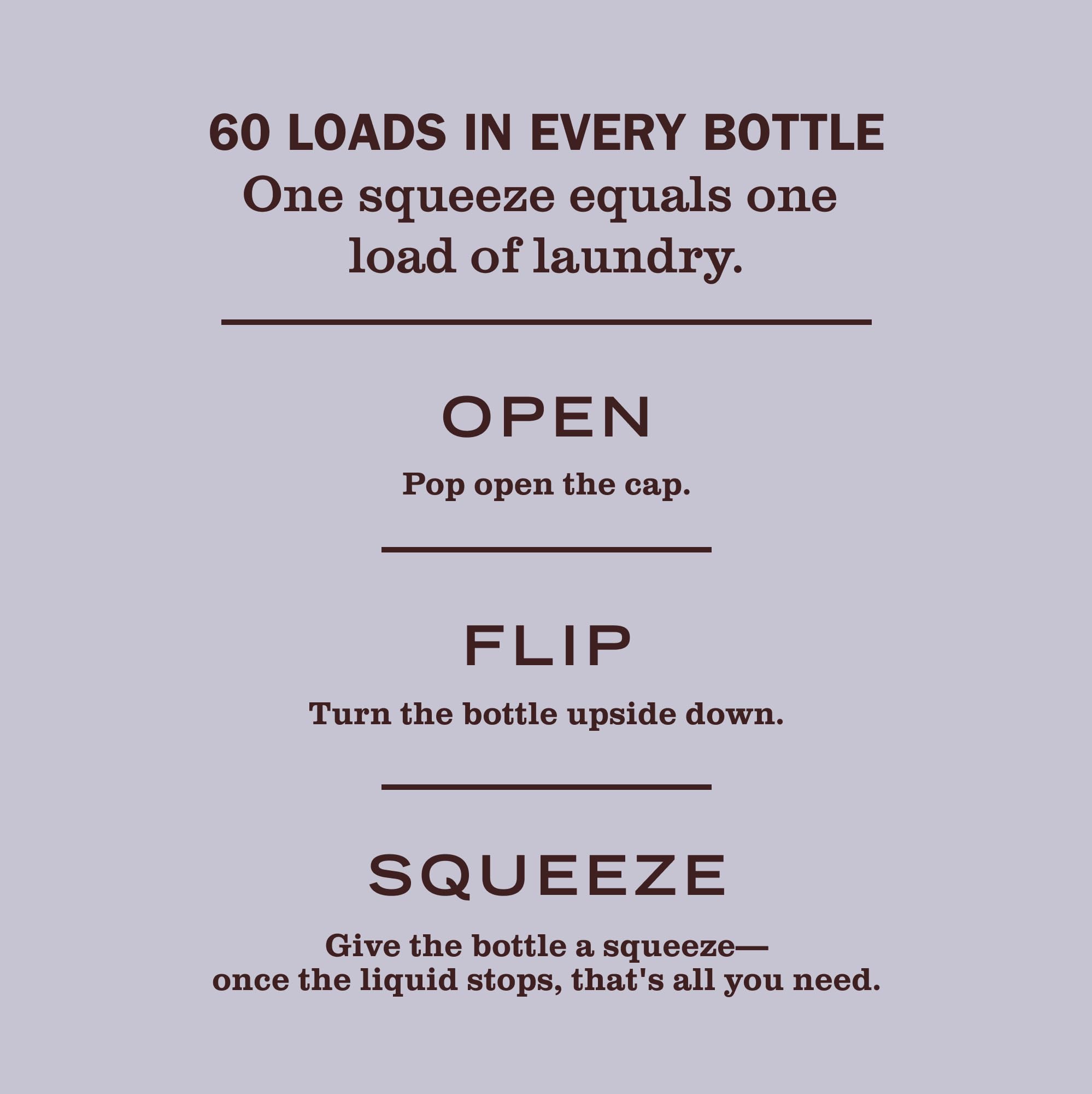 Graphic on bottle showing 60 loads for long-lasting value