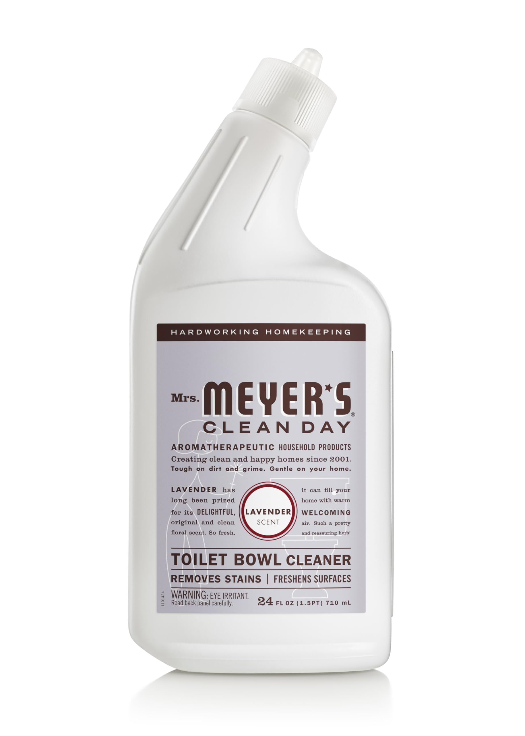 Mrs. Meyer's Clean Day Lavender bottle highlights plant-based cleaning power for toilet freshness.