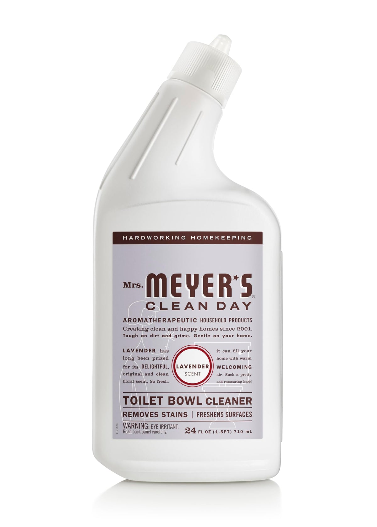 Mrs. Meyer's Clean Day Lavender bottle highlights plant-based cleaning power for toilet freshness.