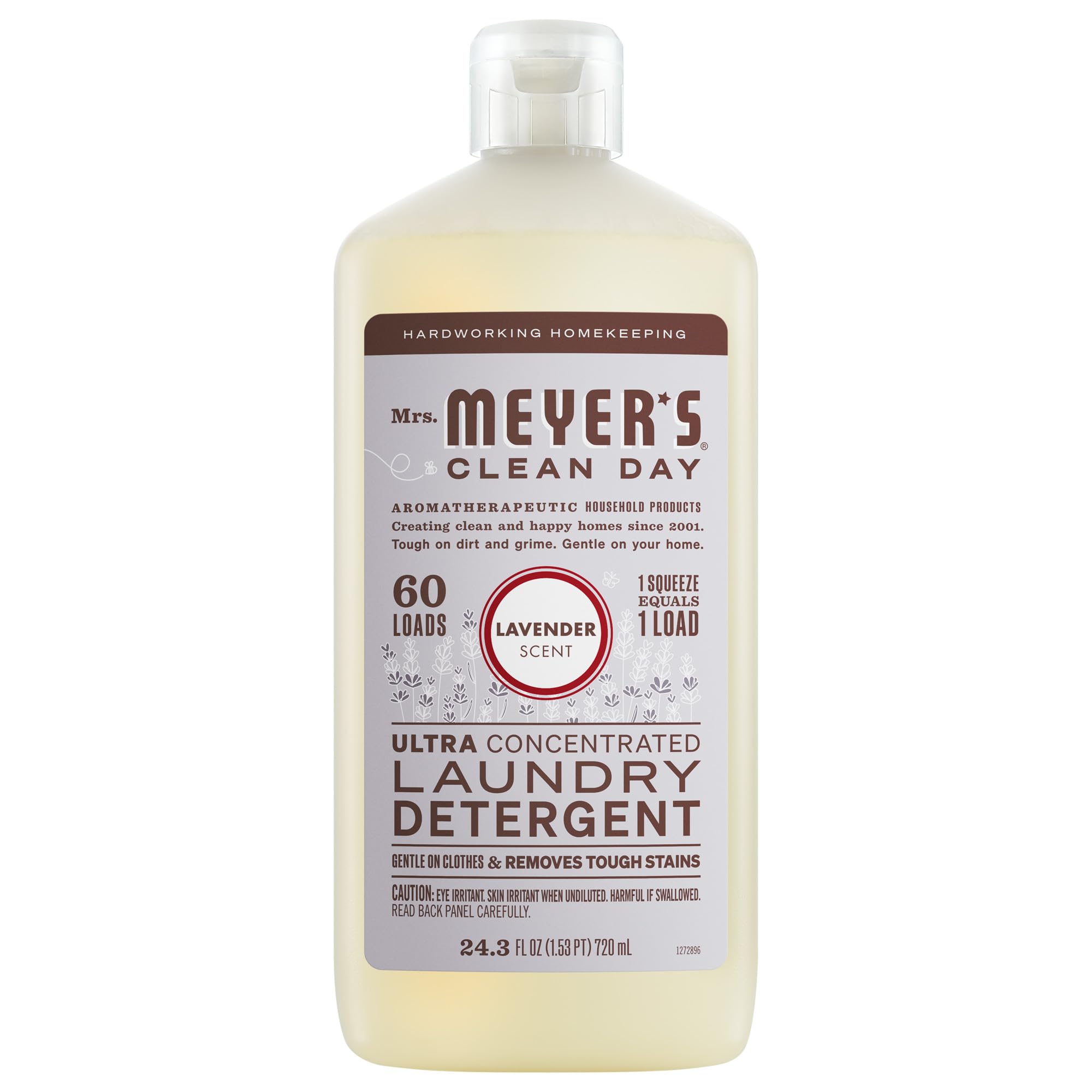 Mrs. Meyer's Clean Day Lavender detergent bottle front for fresh laundry results