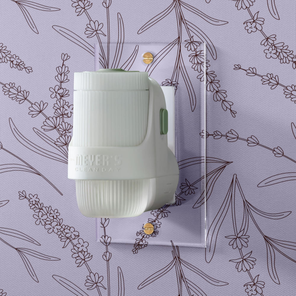 Lavender refill bottle with botanical sprigs suggesting garden-fresh fragrance