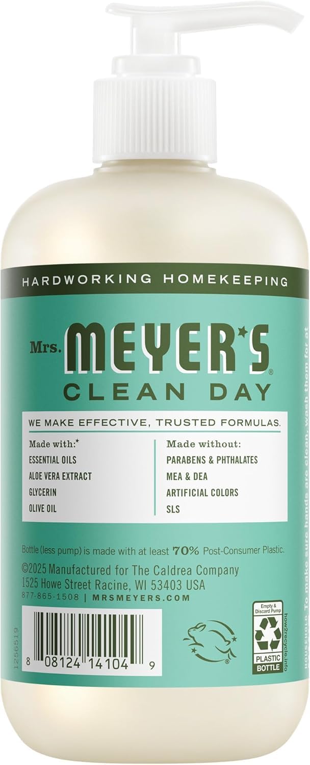 Mrs. Meyer's Clean Day Lavender hand soap bottle, floral scent for calm handwashing.