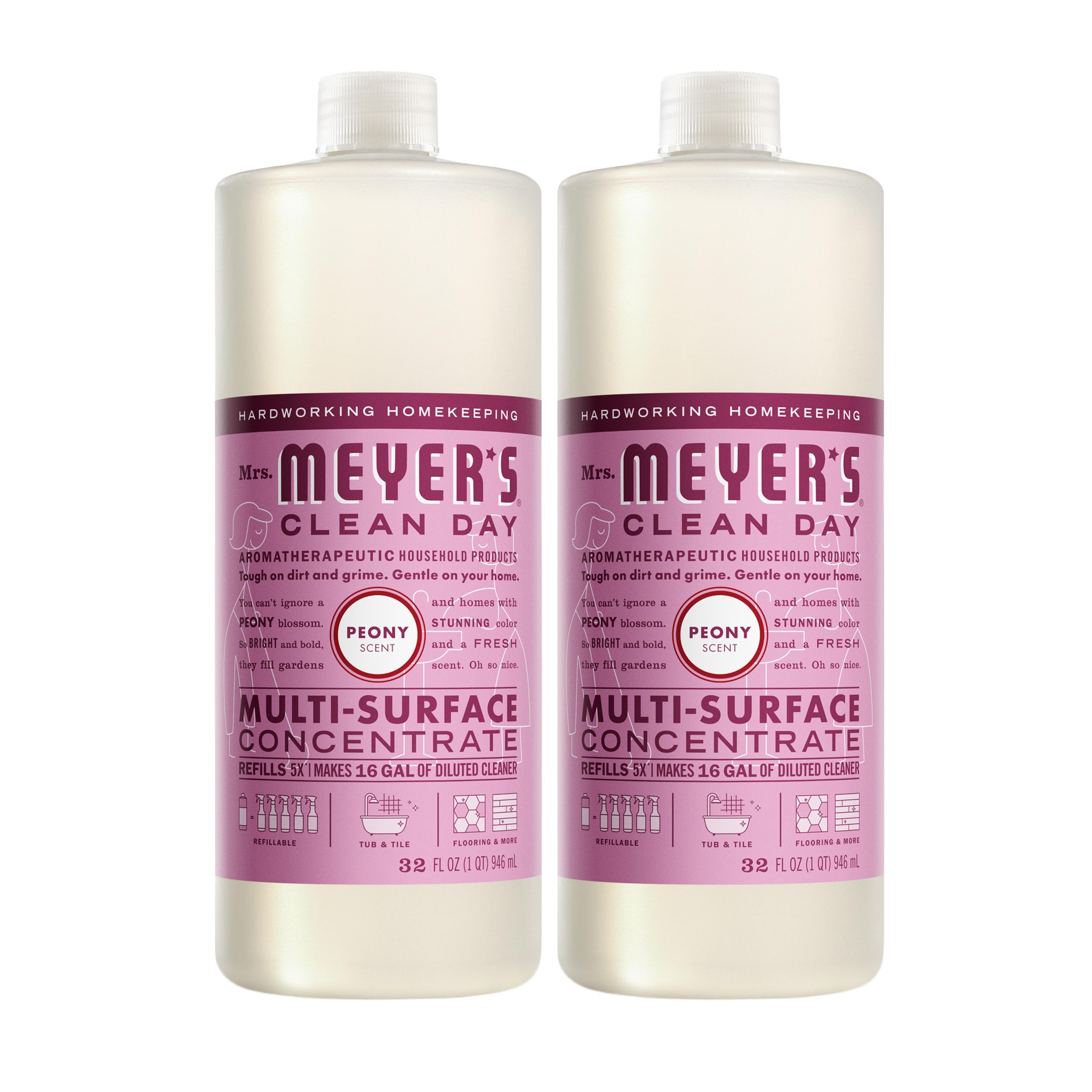 Mrs. Meyer's Clean Day Peony concentrate bottle for easy refills and dilution.