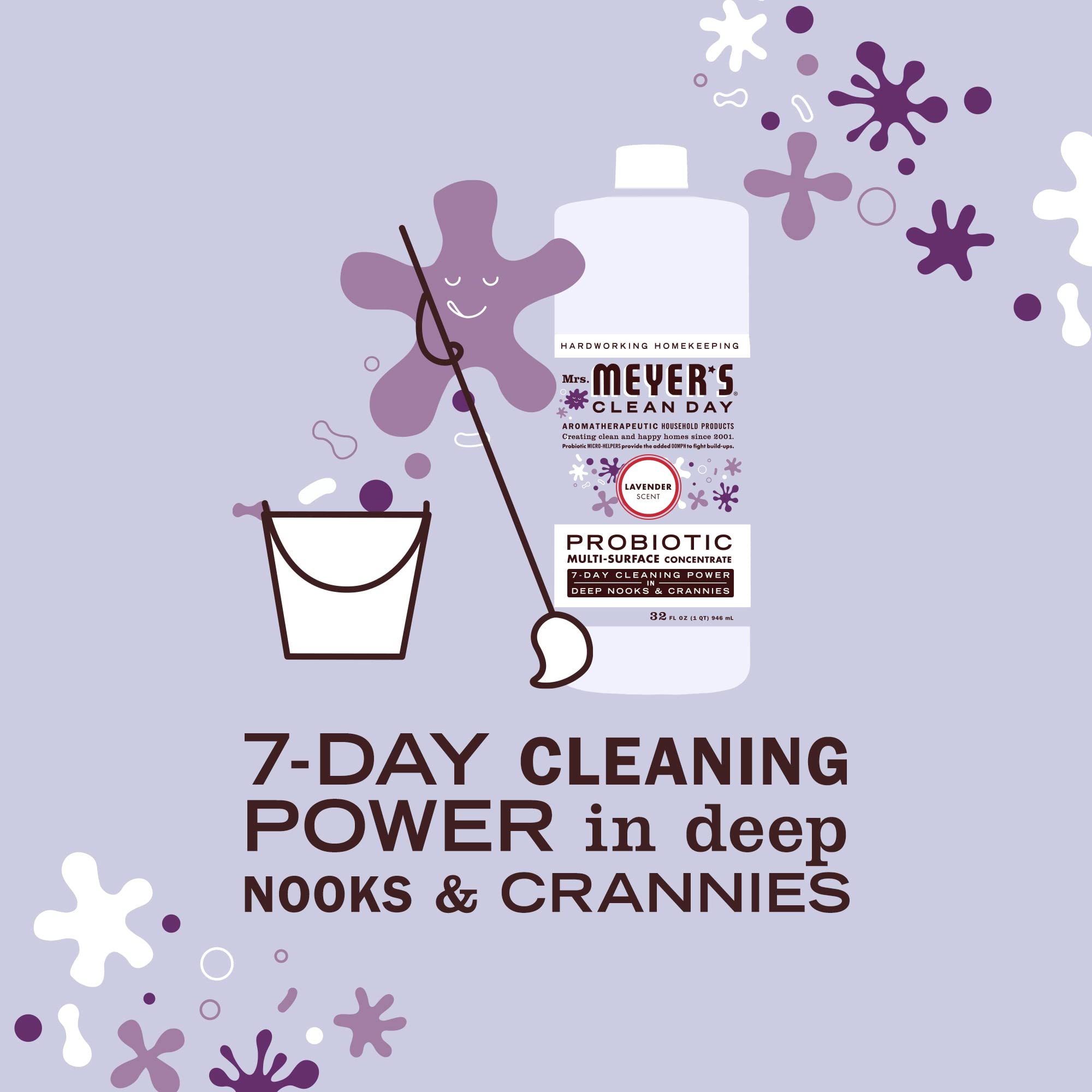 Mrs. Meyer's Clean Day probiotic lavender floor cleaning action reveals shine