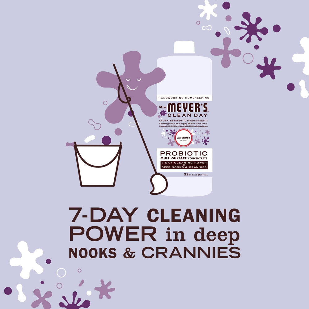 Mrs. Meyer's Clean Day probiotic lavender floor cleaning action reveals shine