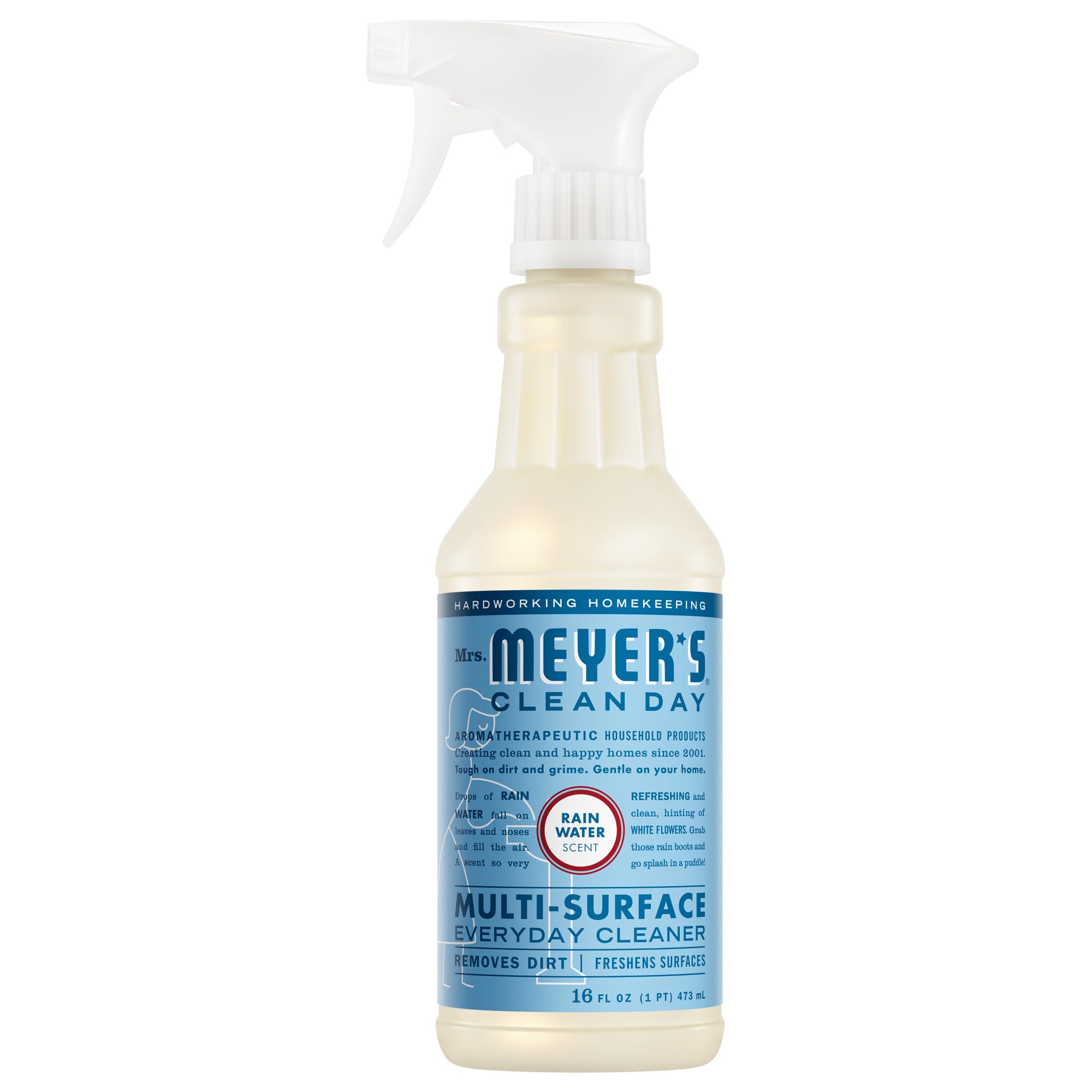 Mrs. Meyer's Clean Day Rain Water bottle ready for quick cleanups.
