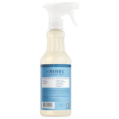 Spray nozzle of Mrs. Meyer's Rain Water cleaner on surfaces.