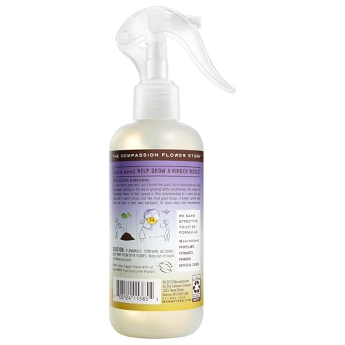 Compassion Flower spray mist near label highlights peaceful, garden-inspired aroma.