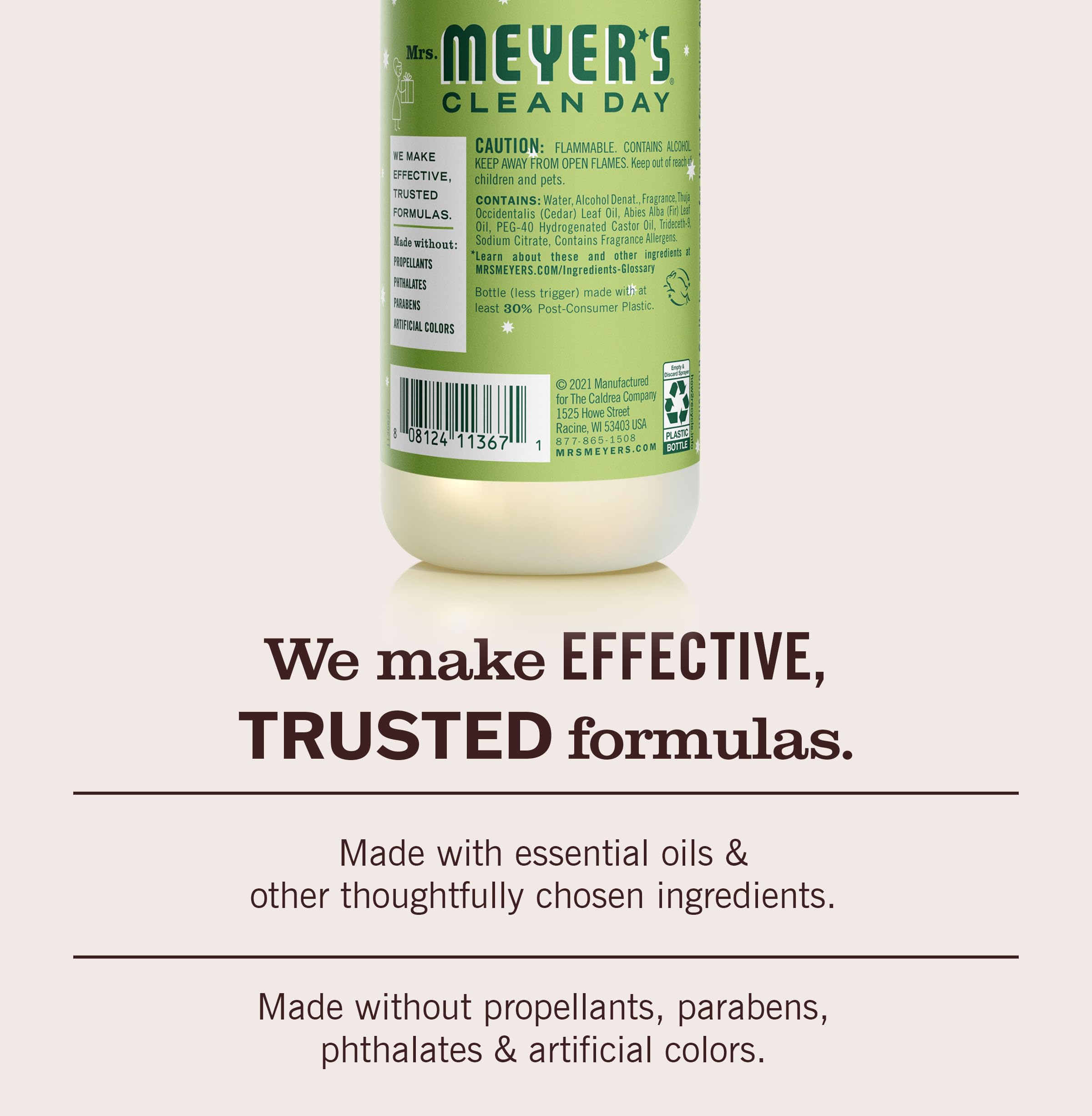 Close-up of the Iowa Pine label on Mrs. Meyer's spray