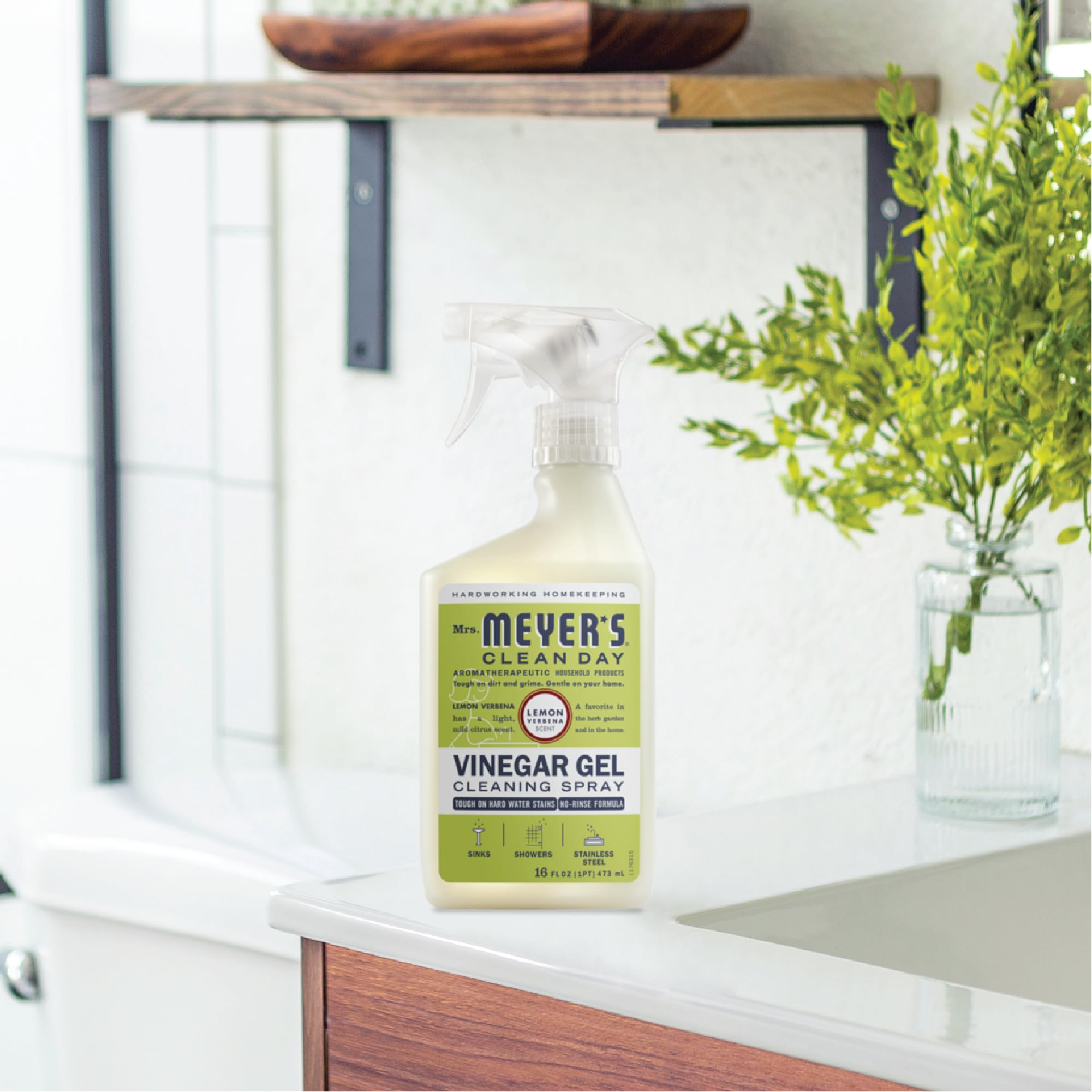 Mrs. Meyer's Vinegar Gel 16 oz bottle ready for consistent bathroom cleaning.