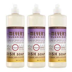 Mrs. Meyer's Compassion Flower dish soap 3-pack packaging ready for convenient kitchen cleaning.