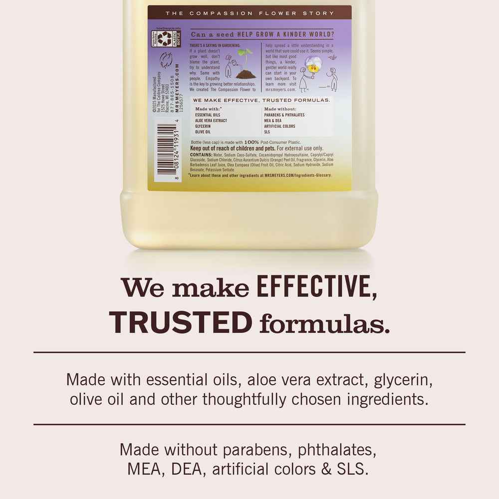 Scent notes of violet and cedarwood in Mrs. Meyer's Compassion Flower fragrance